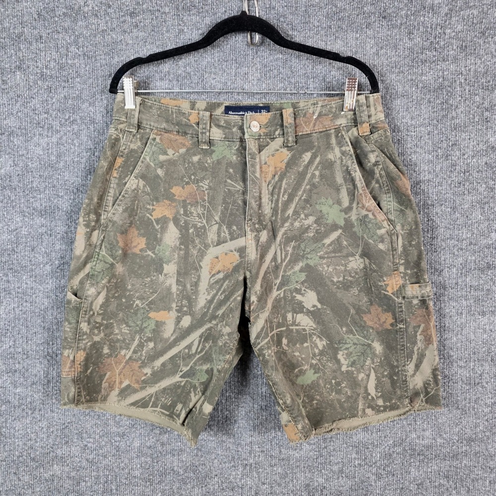 Abercrombie & Fitch Shorts Mens SZ 32 Camo Carpenter Cargo Y2K Cutoff Distressed